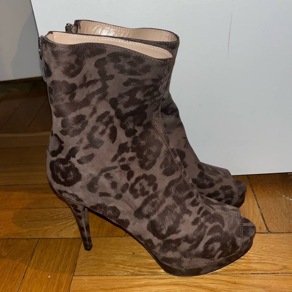 Furla cheetah peep toed Booties